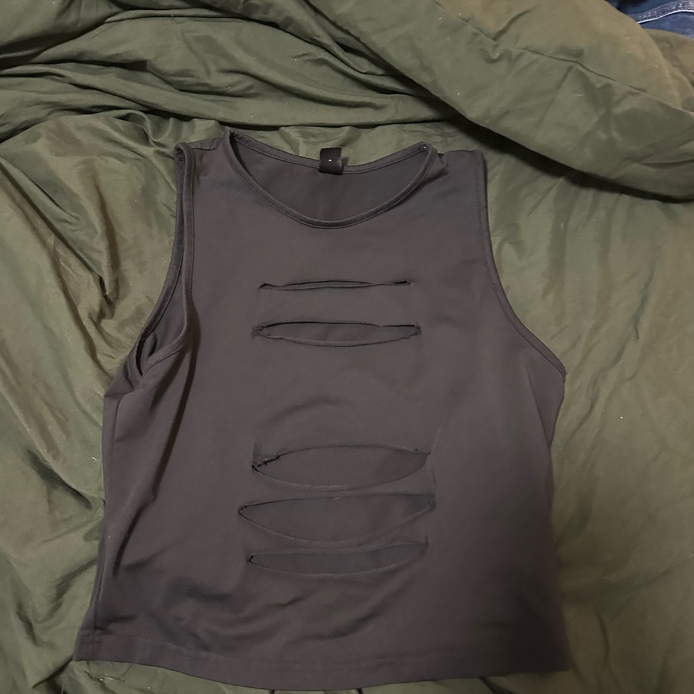 SHEIN Black Cutout Tank Top